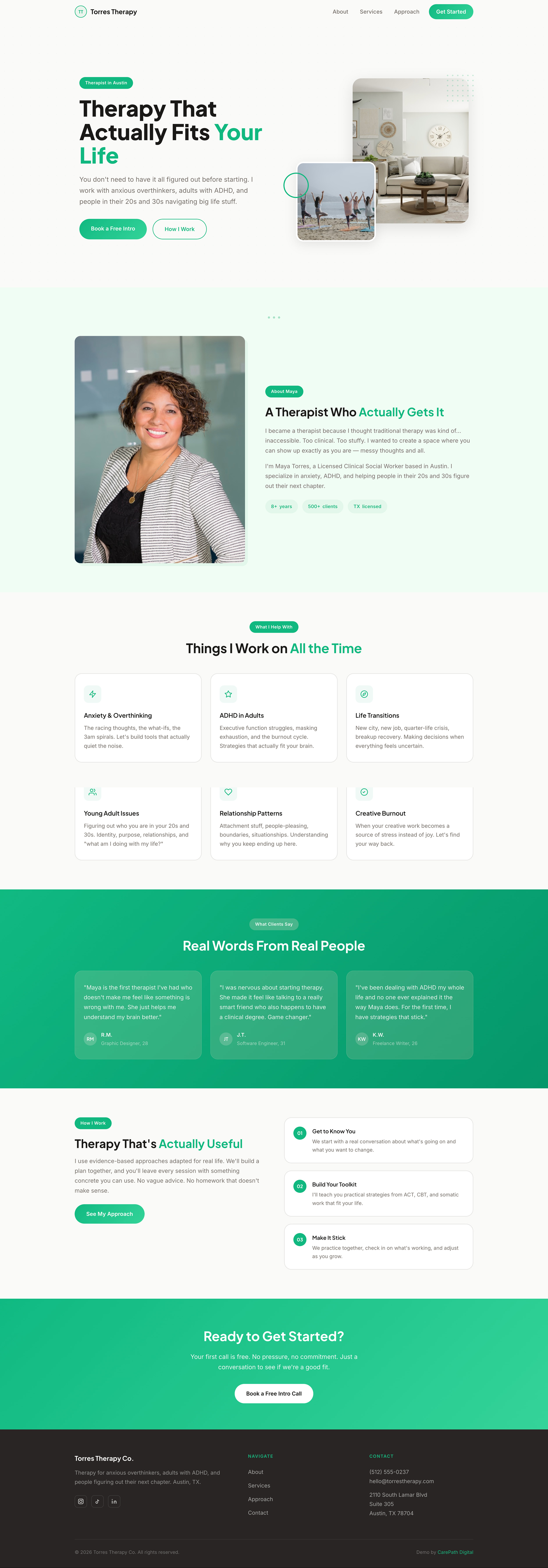 Spark theme — emerald and stone modern design